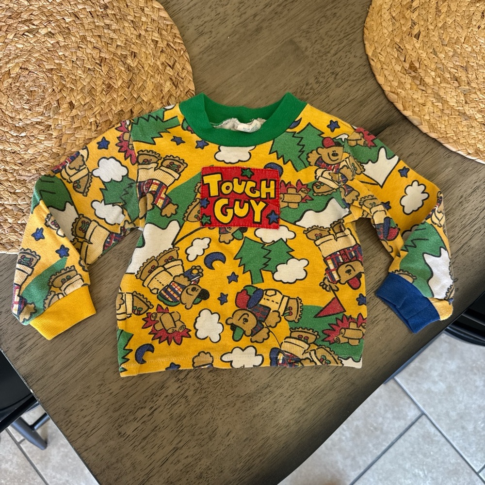 Vintage Touch Guy Yellow Graphic Kids Sweatshirt